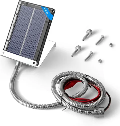 Vista 7 de Panel solar para comedero de ciervos – Panel solar de 6 V, impermeable, pequeño cargador de batería solar con un soporte ajustable y clip