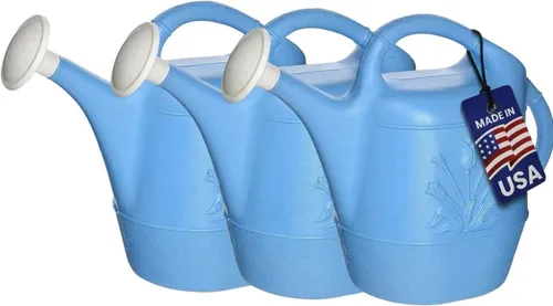Vista 13 de PMU Regadera de 2 galones, regadera de jardín para plantas de interior y exterior, lata de agua de plástico con cabezal de rociador desmontable Azul