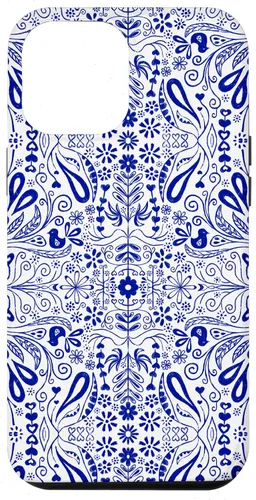 Vista 26 de Folk Art Pattern Blue Chinoiserie Birds Flowers Scandinavian Case for iPhone 17