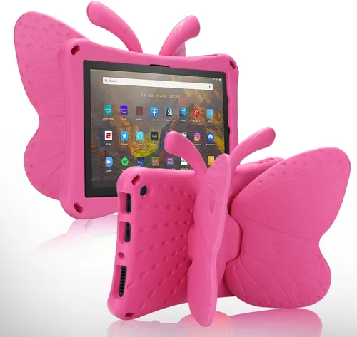 Vista 71 de FW Fire 7 - Funda para tablet para niños, Amazon Fire 7 2022, funda de mariposa con luz de atril, EVA, protección contra caídas, resistente, a