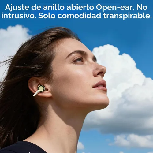 Vista 3 de PEICHENG Auriculares inalámbricos Bluetooth, reproducción 5H 50mAh+400mAh estuche de alimentación con pantalla digital (beige)