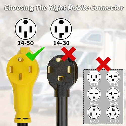 Vista 3 de PlugSaf NEMA 14-50P/14-50R 3 pies 50 Amp cable de extensión RV/EV para exteriores con mango de agarre, cable de alimentación RV STW flexible de 4