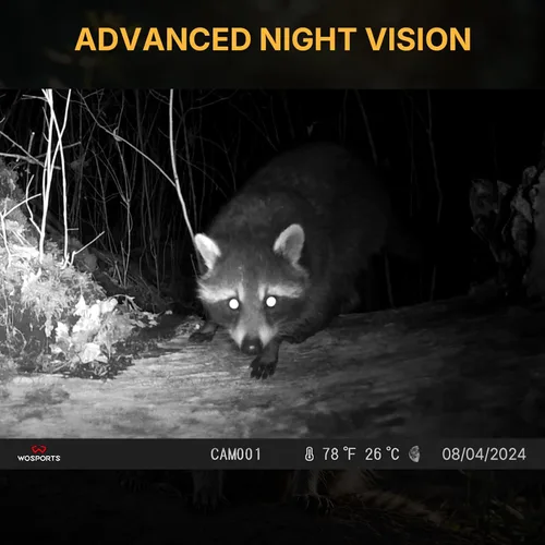 Vista 4 de WOSPORTS Mini Cámara de Seguimiento 24MP 1080P HD Cámara de Caza con Visión Nocturna, Activada por Movimiento, Impermeable, Cámara de Seguimiento