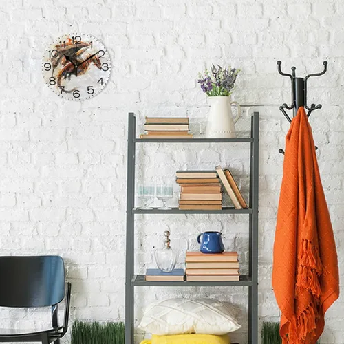 Vista 4 de Reloj de pared con diseño de dragón volador, funciona con pilas, sin tictac, de cuarzo, analógico, rústico, rústico, redondo, decoración retro
