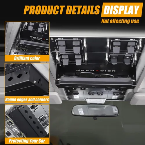 Vista 6 de Canasta de Almacenamiento Interior de Coche Compatible con INEOS Grenadier 2022-2025 Panel de Techo Multifuncional Expansión de Almacenamiento
