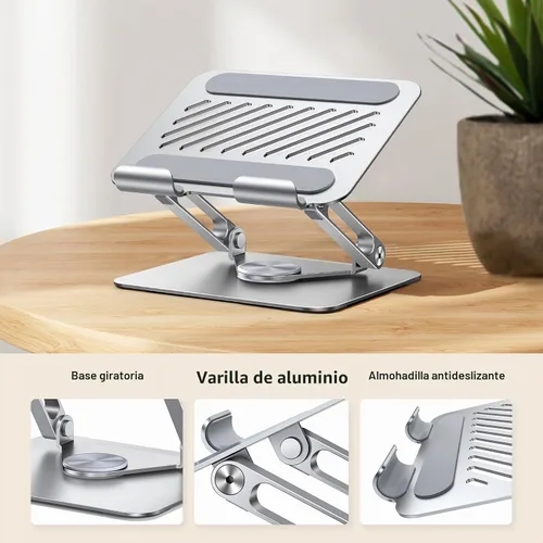 Vista 2 de UGREEN - Soporte para tablet para escritorio con base giratoria de 360°, soporte de aluminio de doble varilla ajustable, accesorios para el hogar