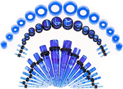 Vista 11 de Kit de Estiramiento de Orejas 50 Piezas 14Calibres-00Calibres Aretes Kit de Piercing Negro