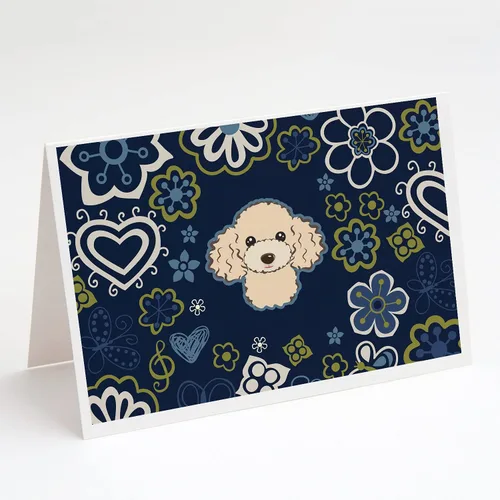 Vista 18 de Caroline's Treasures BB5095GCA7P - Tarjetas de felicitación y sobres con diseño de flores azules y sabuesos afganos, paquete de 8 tarjetas en blanco