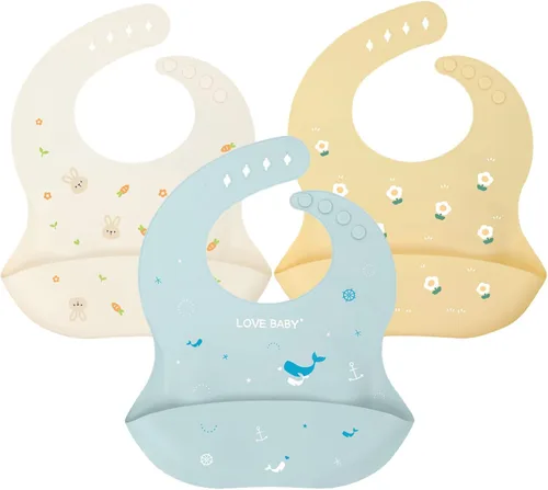 Vista 7 de Baberos de alimentación del silicón del bebé, 3pcs baberos impermeables ajustables para la alimentación