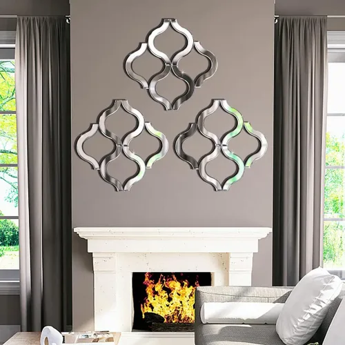 Vista 4 de DMDFIRST Espejo de pared en forma de arco, plateado, 14.75 x 14.75 pies, decoración moderna de moda, sin marco, borde biselado
