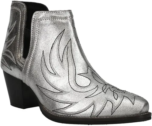 Vista 2 de ROPER Para Mujer Rowdy Bordado Puntera Casual Botas Tobillo Tacón Medio 2-3" - Marrón