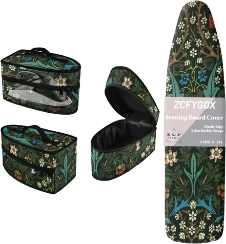 Vista 11 de Juego de funda para tabla de planchar 2 en 1 con correas de nailon y funda de hierro, funda protectora resistente a las manchas de 15 x 48 pulgadas