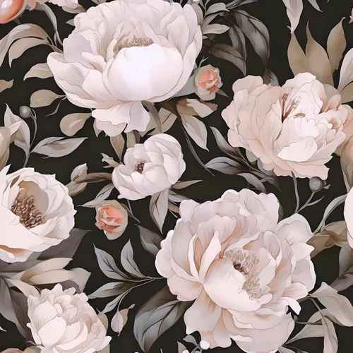 Vista 19 de Papel tapiz floral para despegar y pegar, papel de contacto negro/beige, flores de peonía grandes de 17.5 x 118 pulgadas, papel mural vintage