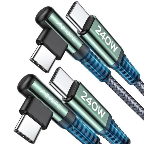 Vista 17 de AINOPE Cable USB C a USB C de 240 W de carga rápida de 1.5 pies, cable de carga rápida tipo C en ángulo recto para iPhone 16 Pro Max Plus, iPhone