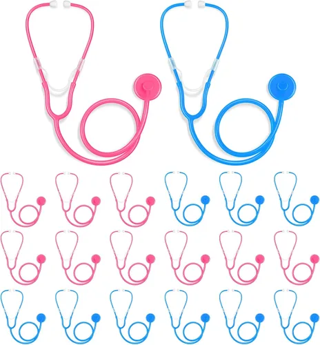 Vista 7 de RoundFunny 20 piezas de estetoscopio para niños, estetoscopio de plástico de trabajo real para niños, juego de rol, niñas, niños, médicos