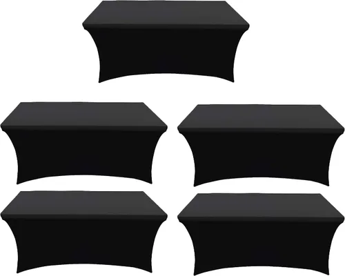 Vista 16 de Banquet Tables Pro Mantel rectangular plegable de elastano de 6 pies de largo, elástico, ajustado, para mesas de patio plegables de 30 pulgadas