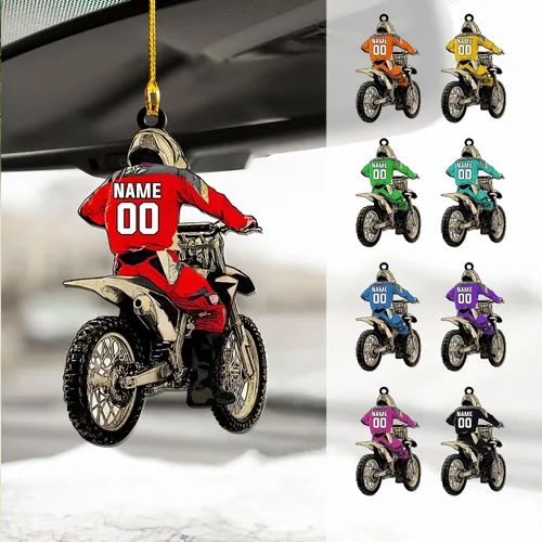 Vista 13 de Adorno personalizado de moto de motocross para hombres, adorno de motocicleta, adorno de Navidad para bicicleta, adorno de batcycle, regalo
