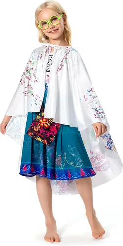 Vista 8 de Disfraz de Mirabel Madrigal para niños disfraz de Mirabel faldas de princesa capa de capa trajes de Halloween con bolsa