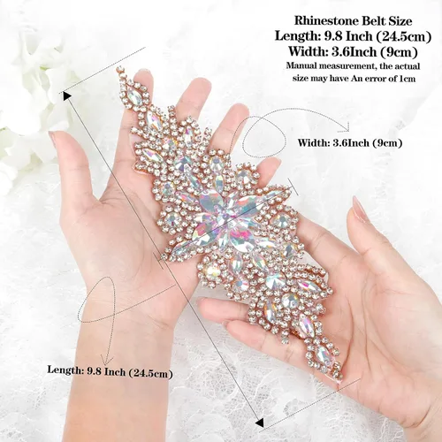 Vista 6 de Apliques de cuentas de perlas de diamantes de imitación rojos apliques de novia accesorios de cristal de ajuste de diamantes de imitación