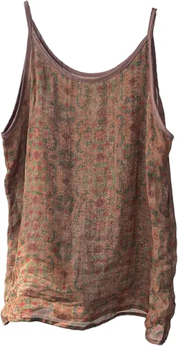 Vista 6 de LZJN Camiseta sin mangas para mujer, transpirable, con estampado floral