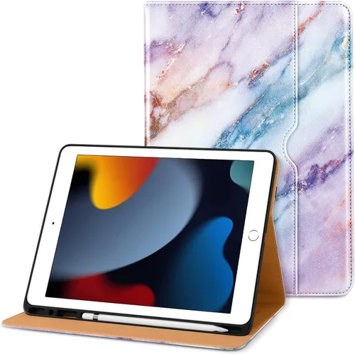 Vista 21 de DTTO Funda para iPad de 9ª/8ª/7ª Generación de 10.2 Pulgadas 2021/2020/2019, Funda de Soporte Folio Empresarial de Cuero Premium con Soporte