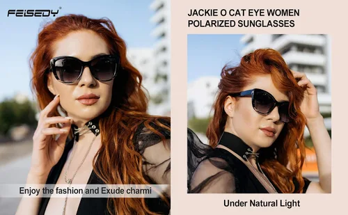Vista 7 de FEISEDY Gafas de sol polarizadas vintage para mujer, estilo Jackie O Cat Eye B2451