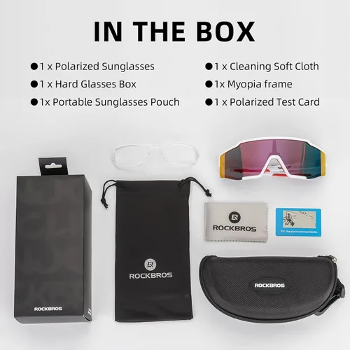 Vista 5 de ROCKBROS Gafas de sol polarizadas para hombres y mujeres gafas de ciclismo deportivas conducción bicicleta pesca correr TAC UV400
