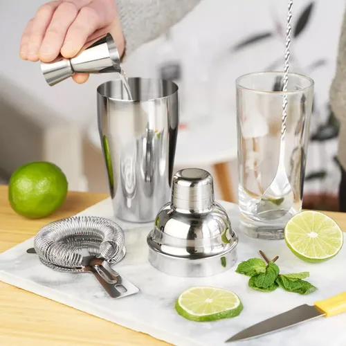 Vista 3 de ZPUFAW Juego de Coctelera de 6 Piezas Coctelera de 24 onzas Colador Macerador Medidor Cuchara Mezcladora Pico Vertedor Kit de Barman Juego de Bar