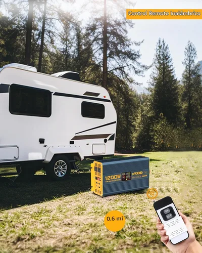 Vista 7 de Inversor de Potencia de Onda Sinusoidal Pura de 1200 Vatios DC 12V a 110V AC Convertidor con Dos Salidas de CA, Puertos USB de Carga Rápida