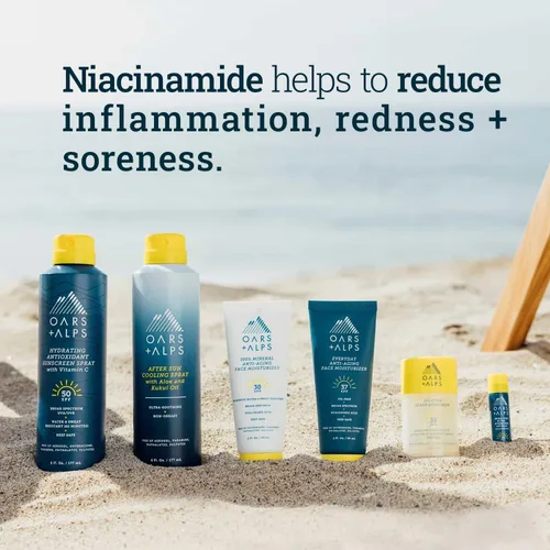 Vista 5 de Oars + Alps Spray After Sun Care con aloe vera, aceite de kukui y aroma de niacinamida y té verde para refrescar naturalmente la piel, hidratante