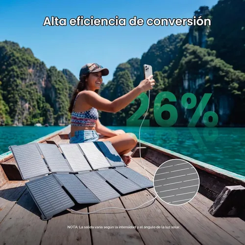 Vista 2 de Cargador solar de 35 W 26% de alta eficiencia USB-A y carga USB-C