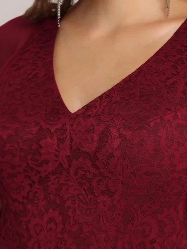 Vista 5 de Ever-Pretty Vestido de fiesta de noche de gasa con cuello en V para mujer 0640