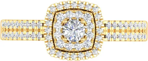 Vista 3 de FINEROCK Anillo de diamantes de doble halo de 12 quilate en oro de 10 quilates