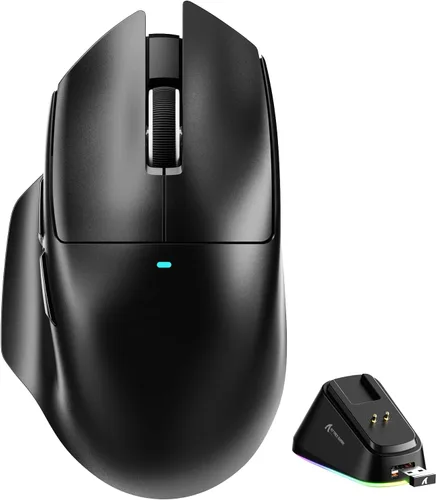 Vista 12 de ATTACK SHARK V6 - Mouse inalámbrico para juegos de 2.29 oz con base de carga magnética RGB, BT/2.4G inalámbrico/con cable, sondeo 1K, sensor PixArt