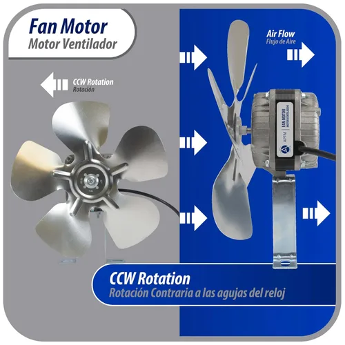 Vista 5 de Appli Parts APFM-102E - Motor de condensador y evaporador de refrigeración de 10 W, 220 V, 60 Hz, 0,35 A, 1300 rpm, incluye base y ventilador