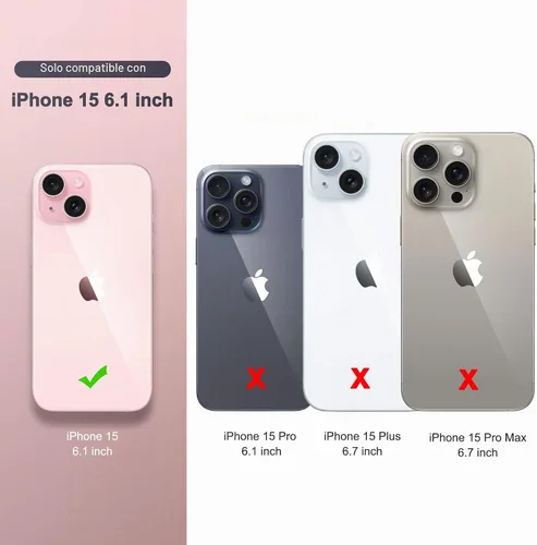 Vista 4 de ULAK Funda tipo billetera compatible con iPhone 15 para mujeres, funda tipo cartera con estampado floral de piel PU premium con porta tarjetas Negro