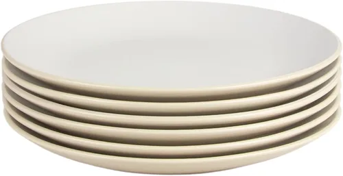 Vista 4 de 10 Strawberry Street Juego de 6 platos llanos de dos tonos Coupe de 10.5 pulgadas, color bronceado/blanco