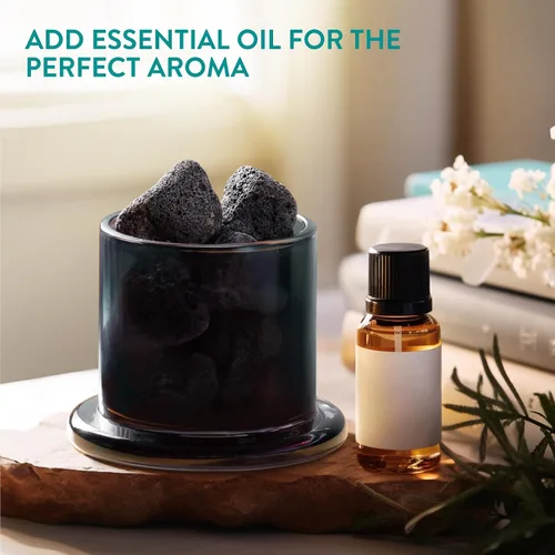 Vista 3 de Navaris Difusor de volcán de piedra de lava – Difusor de vidrio sin agua para aceites esenciales – sin electricidad portátil aromaterapia – para un