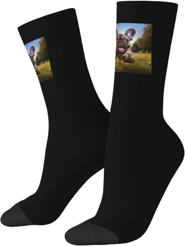 Vista 3 de Calcetines cálidos para perros Bulldog Francés, cómodos, transpirables, para hombres y mujeres, Blanco