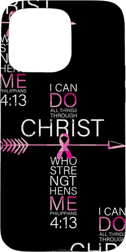 Vista 31 de Breast Cancer Phone Cases Women Philippians 4:13 Pink Cancer Case for iPhone 17