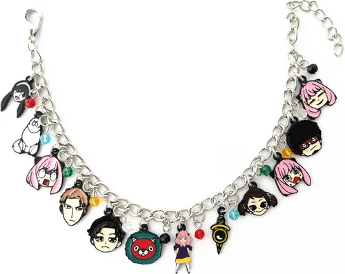 Vista 2 de Pulsera SPY FAMLY de dibujos animados de anime SP FAMILY Charm pulsera regalos para mujeres y niñas, Metal, Sin gemas.