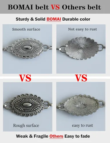 Vista 5 de Cinturón de cadena occidental para mujer, cadena de concho, ajustable, turquesa, metal, bohemio, cadena de cintura para jeans o vestidos