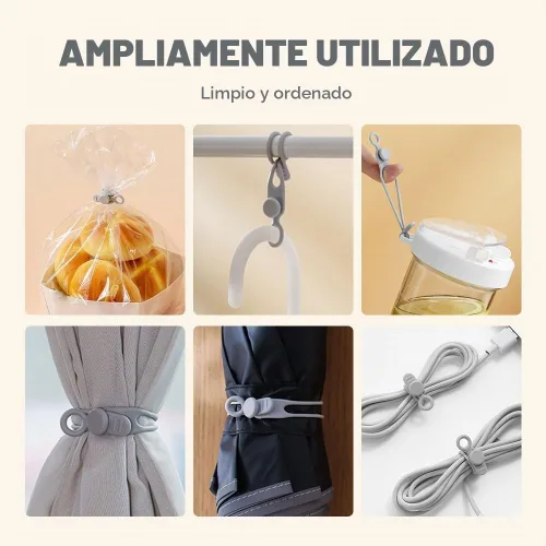 Vista 2 de Organizador de cables de datos, 2025 nuevas bridas de cable de silicona reutilizables organizador de gestión de cables para agrupar y sujetar cables