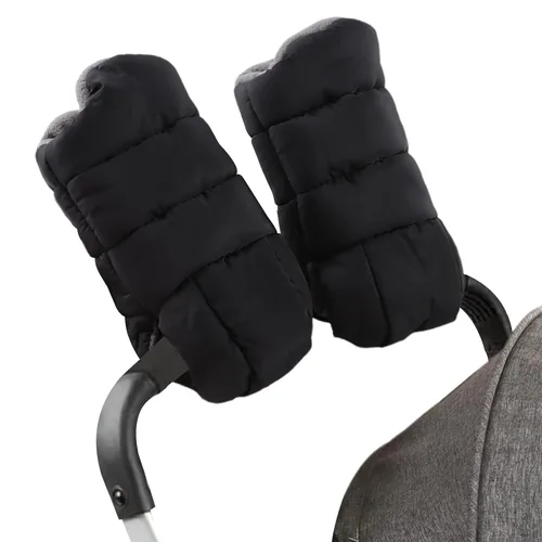 Vista 11 de Zsedrut Guantes universales para cochecito de invierno, anticongelante, repelentes al agua, calentador de manos, forro polar, accesorios para Verde