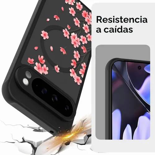 Vista 2 de ZIYE Funda magnética para Google Pixel 9 Pro XL de 6.8 pulgadas [compatible con MagSafe] funda de policarbonato duro y TPU suave con flor de cerezo