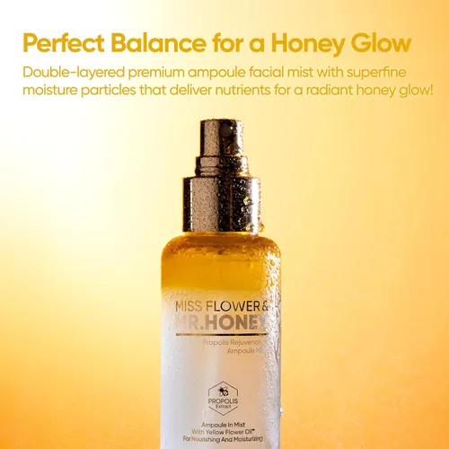 Vista 5 de BANILA CO Miss Flower & Mr Honey Propolis Ampolis - Ampolis Mist Spray fijador de maquillaje hidratante de doble capa para la piel nutritiva