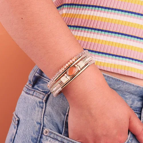 Vista 7 de FANCY SHINY- Pulseras de cuero de la envoltura de cuentas de cristal de la pulsera Boho Cuff piedra, dije, pulseras con cierre magnético de joyería