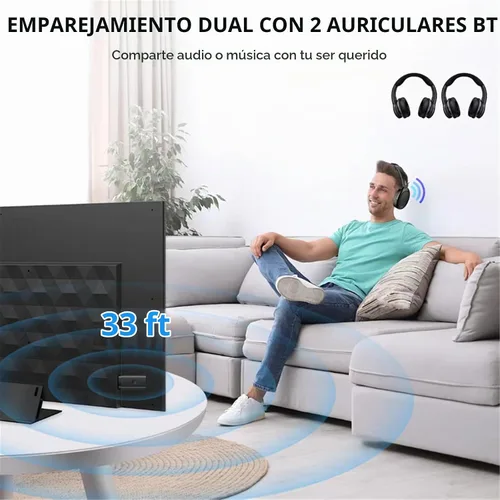 Vista 3 de Transmisor Bluetooth V5.2 para TV, transmisor de audio inalámbrico de doble Compatible con auriculares Airpods, adaptador Bluetooth de 0.1 in