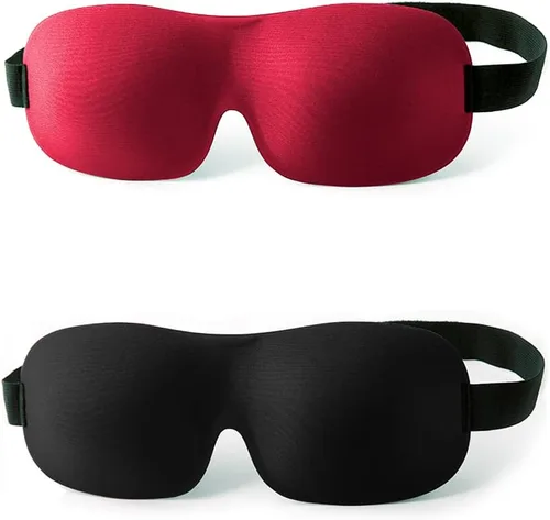 Vista 7 de Máscara para dormir 3D con los ojos vendados, de espuma viscoelástica HD, extremadamente cómoda y ligera de llevar (venda 1 negro)