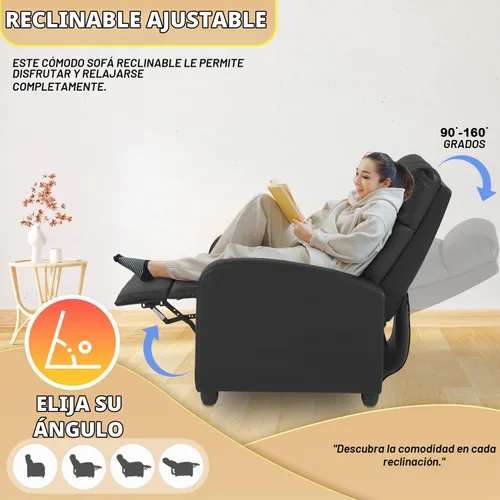 Vista 5 de PayLessHere Silla reclinable, sofá reclinable individual, asiento para cine en casa con soporte lumbar y respaldo acolchado para sala de estar